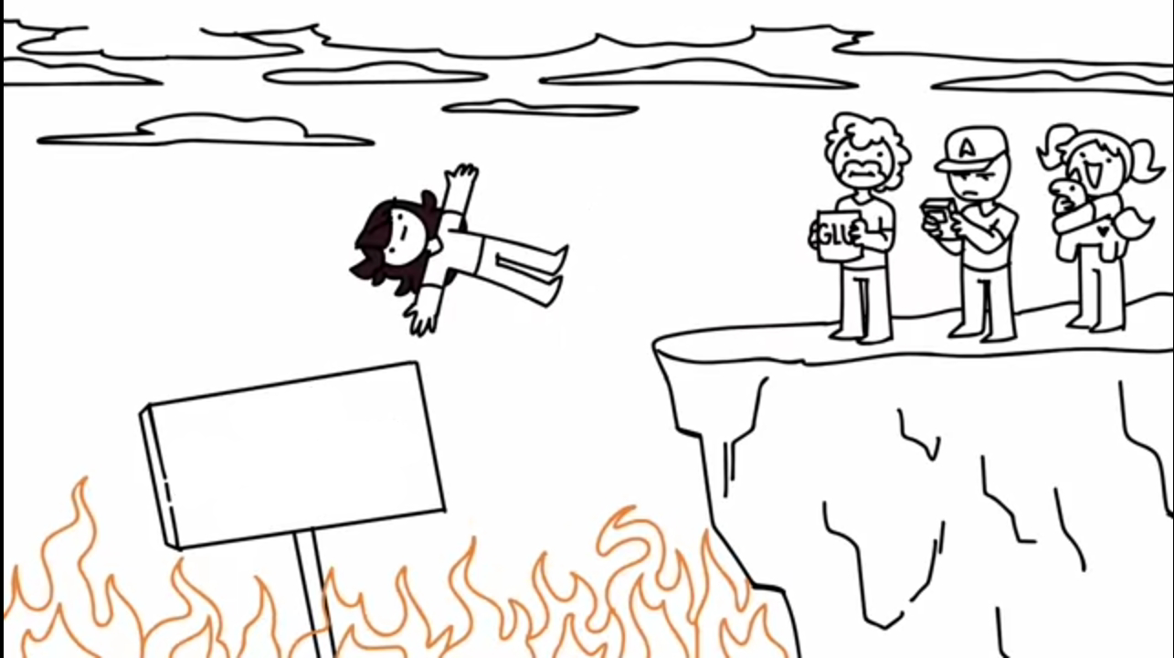 High Quality jaiden animations falling off a cliff Blank Meme Template