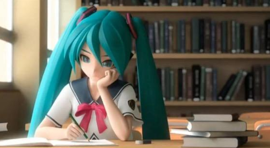 schoolgirl miku writing Blank Meme Template