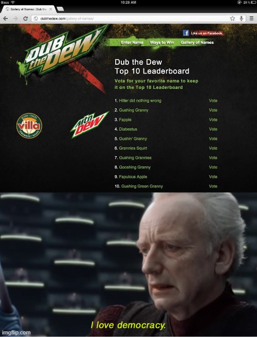 Dewmocracy | image tagged in i love democracy,mountain dew | made w/ Imgflip meme maker