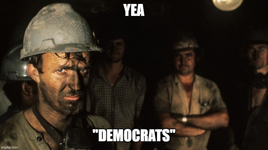 Trumpcare Coal Miners | YEA "DEMOCRATS" | image tagged in trumpcare coal miners | made w/ Imgflip meme maker