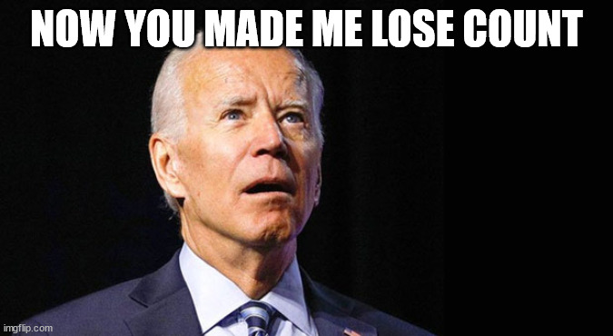Confused joe biden | NOW YOU MADE ME LOSE COUNT | image tagged in confused joe biden | made w/ Imgflip meme maker