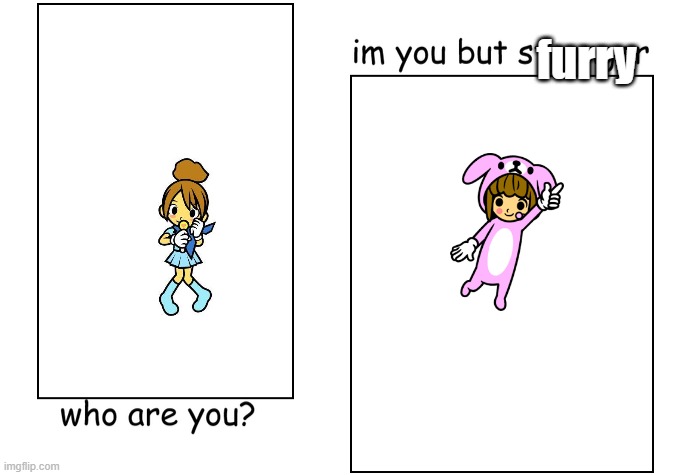 ds (left) vs 3ds (right) | furry | image tagged in i'm you but stronger,rhythm heaven | made w/ Imgflip meme maker