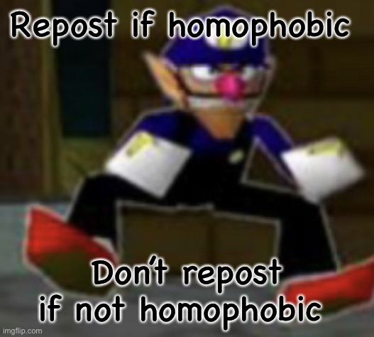 wah male | Repost if homophobic; Don’t repost if not homophobic | image tagged in wah male | made w/ Imgflip meme maker