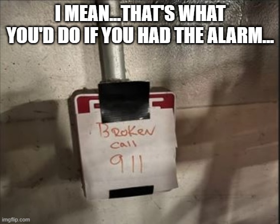 Don't Pull | I MEAN...THAT'S WHAT YOU'D DO IF YOU HAD THE ALARM... | image tagged in you had one job | made w/ Imgflip meme maker
