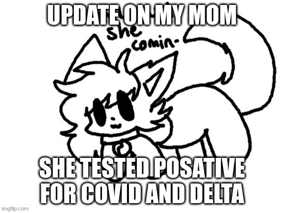 i havent taken my test yet | UPDATE ON MY MOM; SHE TESTED POSATIVE FOR COVID AND DELTA | image tagged in oh lawd she comin- | made w/ Imgflip meme maker