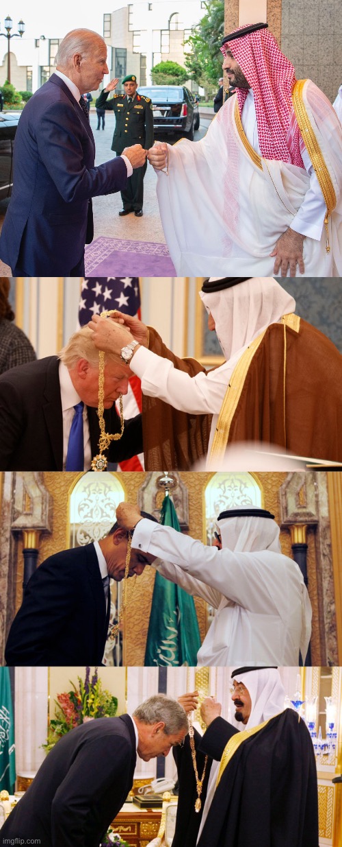 Cringing @ every President | image tagged in biden fist bump,presidents bow to saudi king | made w/ Imgflip meme maker