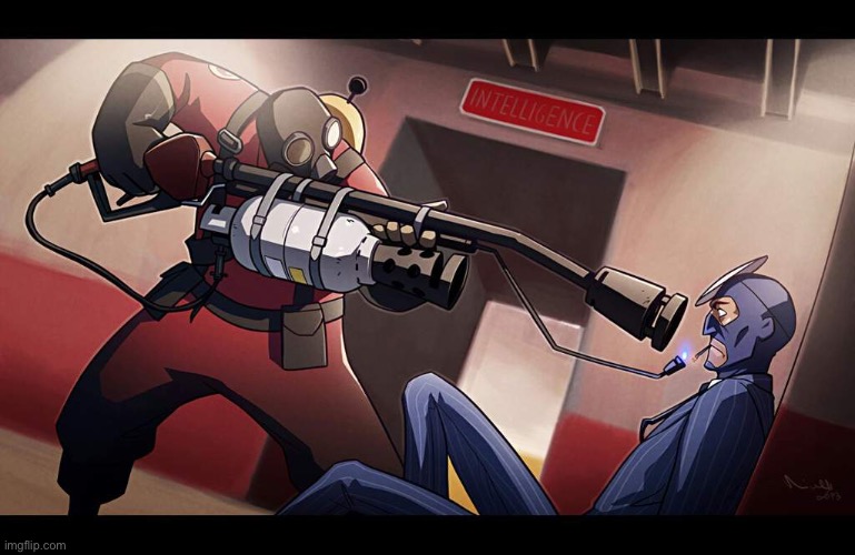 pyro about to kill spy | image tagged in pyro about to kill spy | made w/ Imgflip meme maker