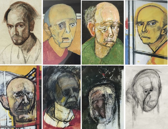 Artist with Alzheimer’s paints self portrait every year until he can’t anymore, 1994-2001 | made w/ Imgflip meme maker