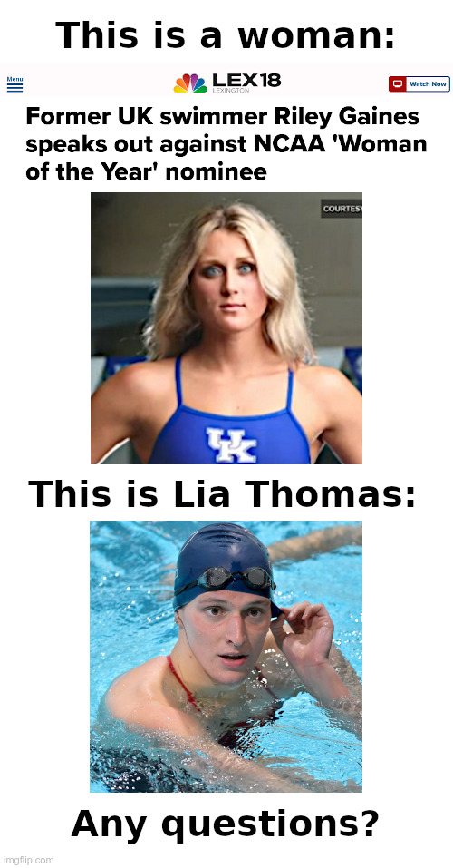 This Is A Woman | image tagged in ncaa,women,sports,award,lia thomas,transgender | made w/ Imgflip meme maker