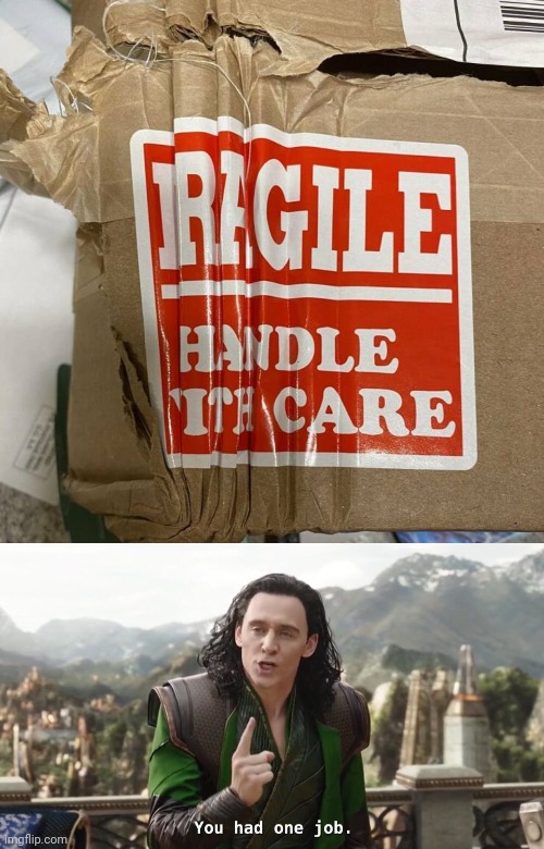 "Fragile" is not an Italian name | image tagged in you had one job just the one,broken,be careful,thank you,goodnight | made w/ Imgflip meme maker