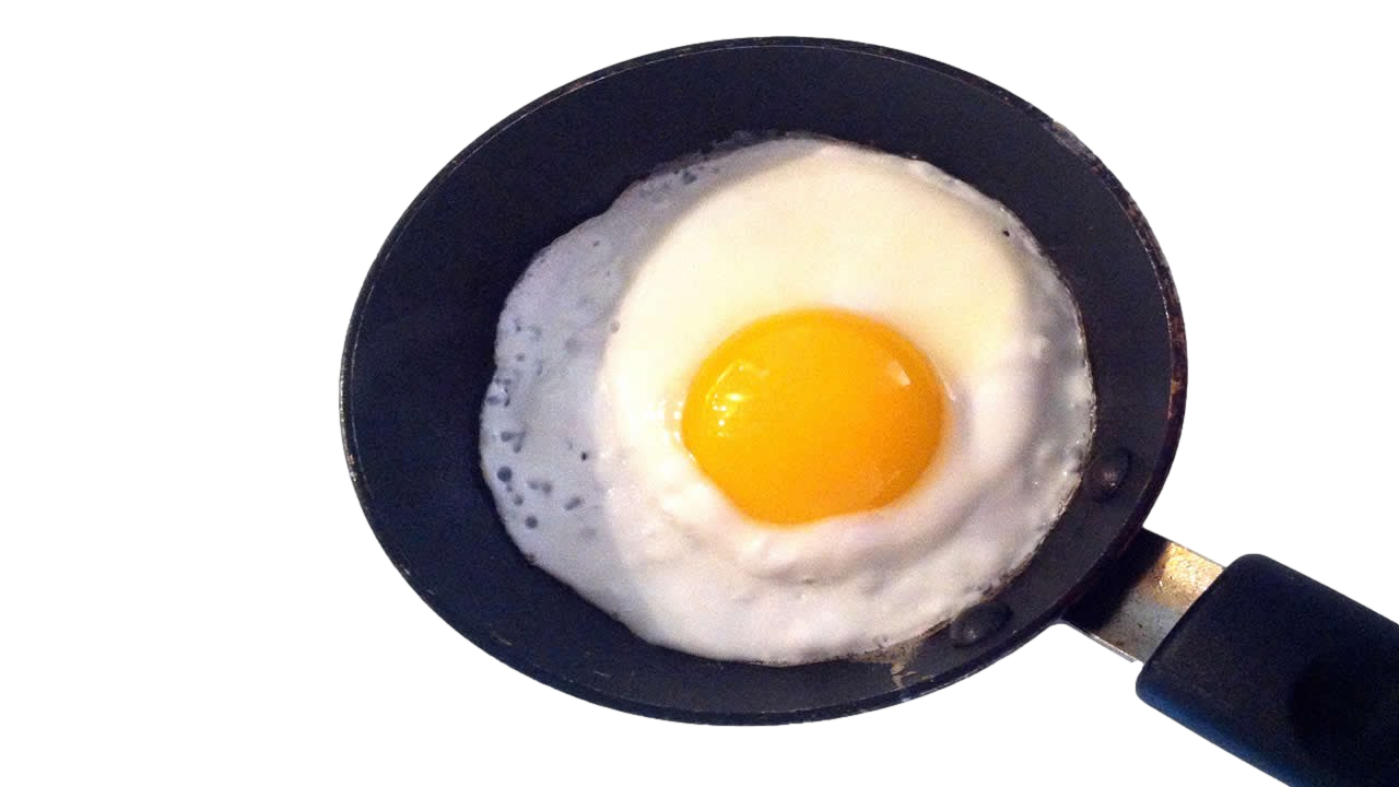 High Quality frying pan with egg Blank Meme Template