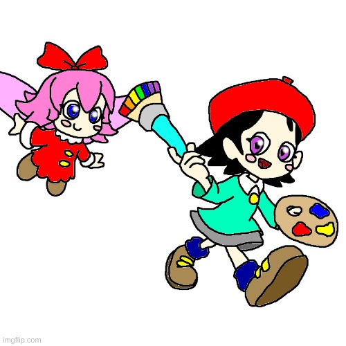 My next Adeleine and Ribbon fanart | image tagged in kirby,fanart,cute | made w/ Imgflip meme maker