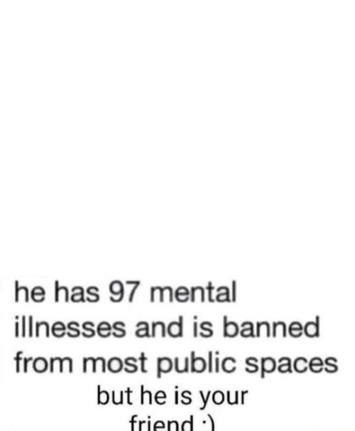 he has 97 mental illnesses Blank Template Imgflip