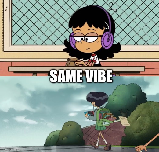 Stella and Marcy listening to music | SAME VIBE | image tagged in the loud house,amphibia,disney channel,same energy,music | made w/ Imgflip meme maker