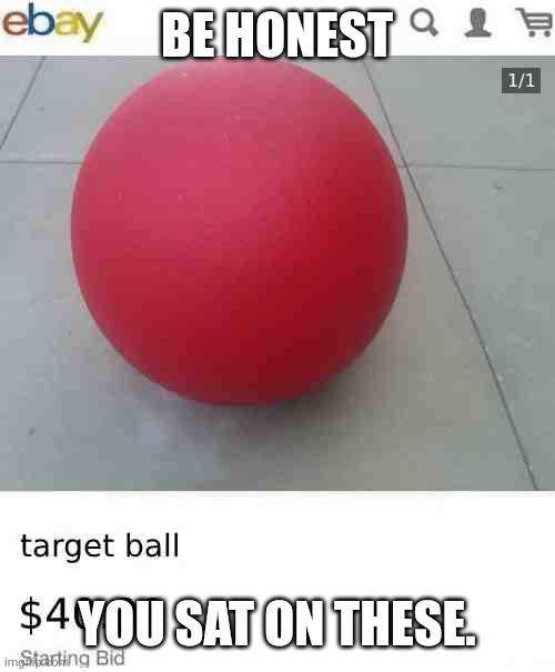 Don't deny it. | BE HONEST; YOU SAT ON THESE. | image tagged in target ball | made w/ Imgflip meme maker