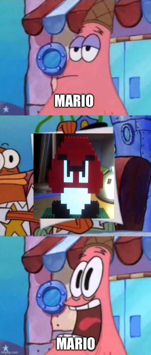 Patrick scared | MARIO MARIO | image tagged in patrick scared | made w/ Imgflip meme maker