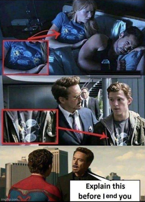 image tagged in iron man,spiderman | made w/ Imgflip meme maker