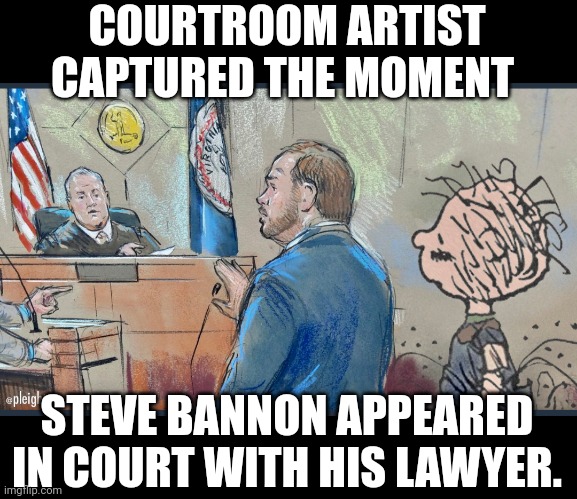 COURTROOM ARTIST CAPTURED THE MOMENT; STEVE BANNON APPEARED IN COURT WITH HIS LAWYER. | made w/ Imgflip meme maker