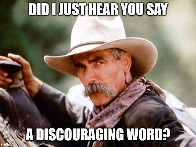 Home on the Range | DID I JUST HEAR YOU SAY; A DISCOURAGING WORD? | image tagged in sam elliott cowboy | made w/ Imgflip meme maker
