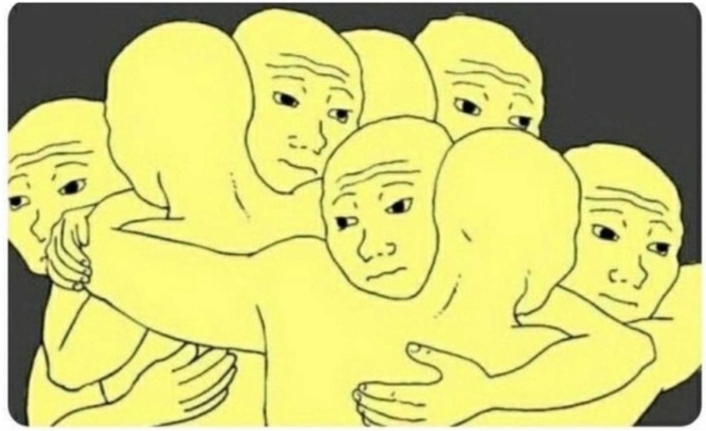 Sad Man Hugs Blank Meme Template