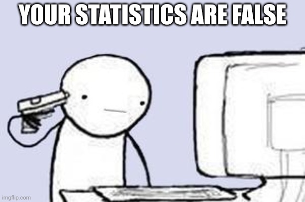 Computer Suicide | YOUR STATISTICS ARE FALSE | image tagged in computer suicide | made w/ Imgflip meme maker