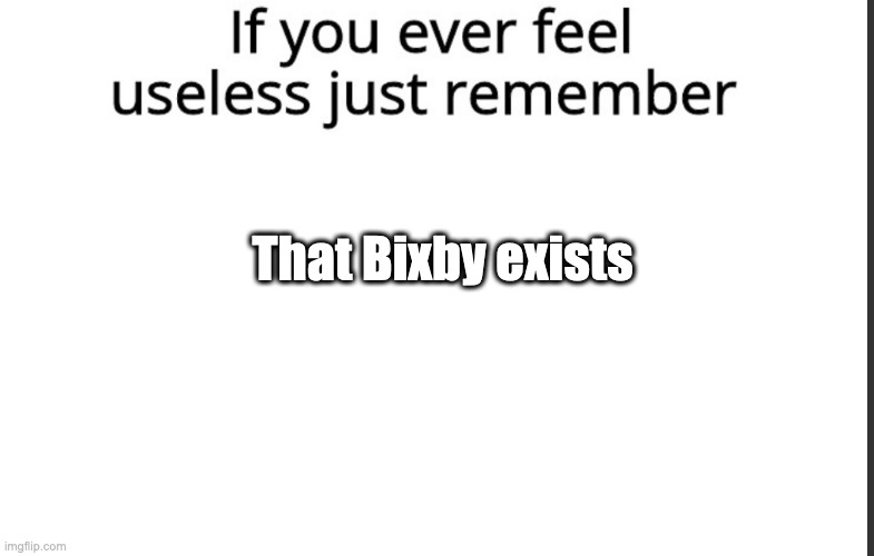 If you ever feel useless remember this | That Bixby exists | image tagged in if you ever feel useless remember this | made w/ Imgflip meme maker