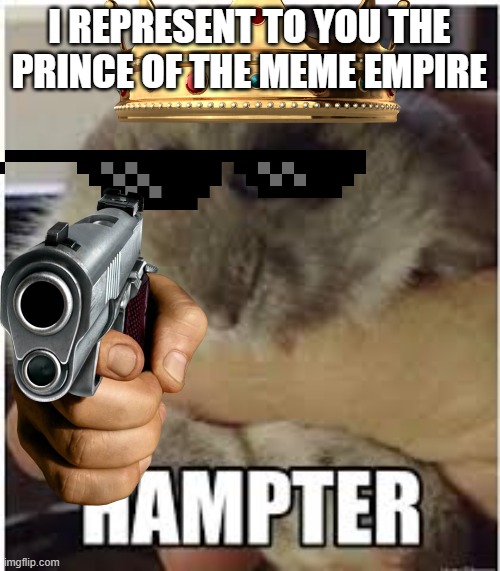 hampter | I REPRESENT TO YOU THE PRINCE OF THE MEME EMPIRE | image tagged in hampter | made w/ Imgflip meme maker