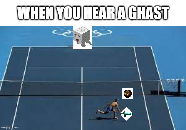 hiloughoiughiochi | WHEN YOU HEAR A GHAST | image tagged in tennis game | made w/ Imgflip meme maker