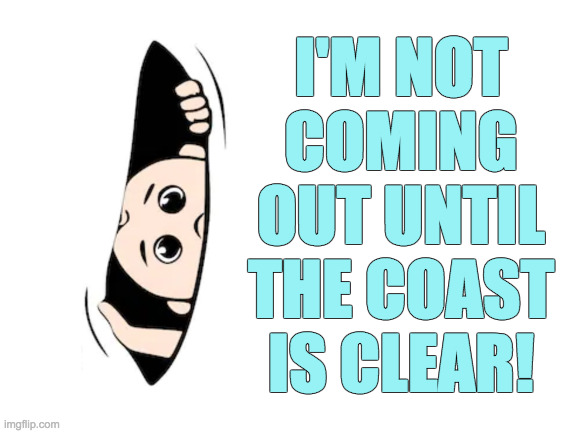 Blank White Template | I'M NOT
COMING
OUT UNTIL
THE COAST
IS CLEAR! | image tagged in blank white template | made w/ Imgflip meme maker