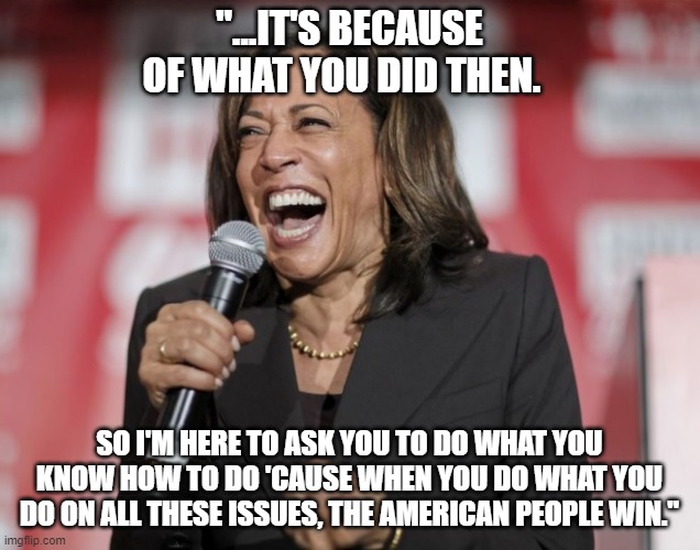 Veep Thoughts #18 | "...IT'S BECAUSE OF WHAT YOU DID THEN. SO I'M HERE TO ASK YOU TO DO WHAT YOU KNOW HOW TO DO 'CAUSE WHEN YOU DO WHAT YOU DO ON ALL THESE ISSUES, THE AMERICAN PEOPLE WIN." | made w/ Imgflip meme maker