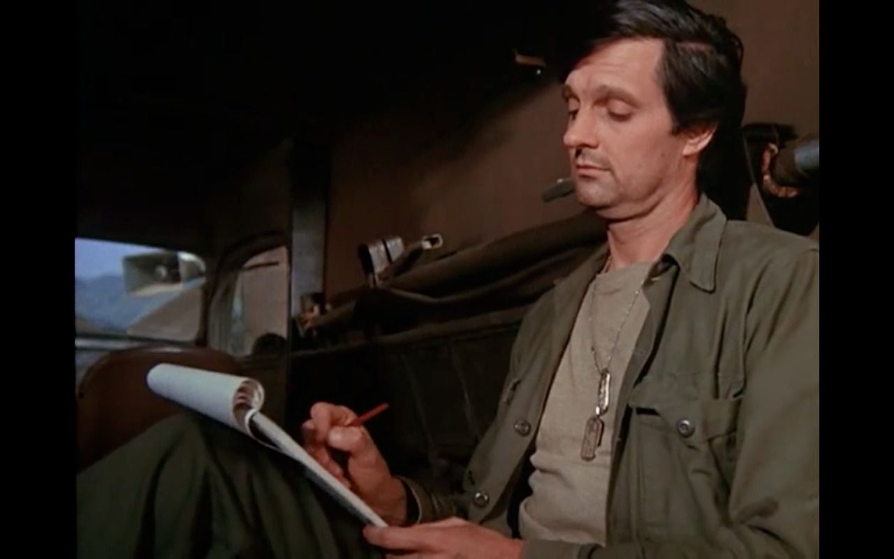 High Quality Hawkeye from M*A*S*H pencil pad of paper Blank Meme Template