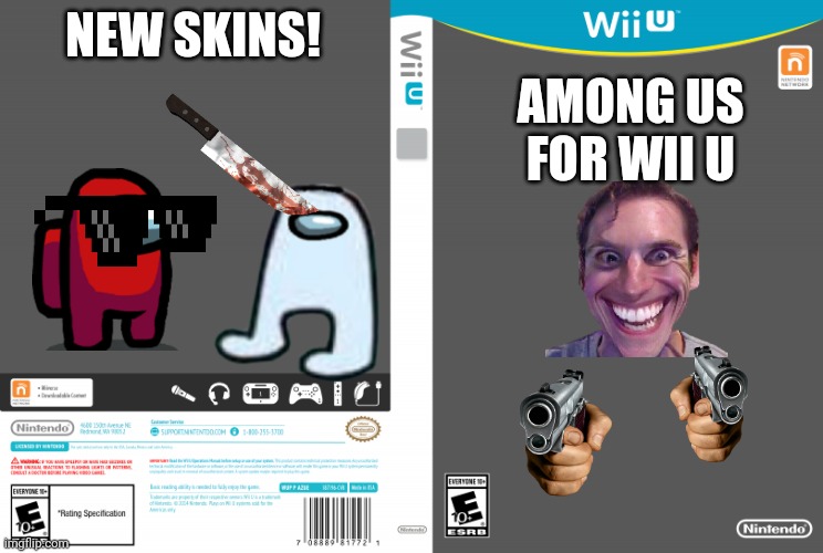 Among us for Wii U | NEW SKINS! AMONG US FOR WII U | image tagged in wii u empty cartridge,when the imposter is sus,among us,amogus,nintendo,wii u | made w/ Imgflip meme maker