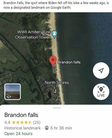 High Quality Brandon Falls on Google maps Blank Meme Template