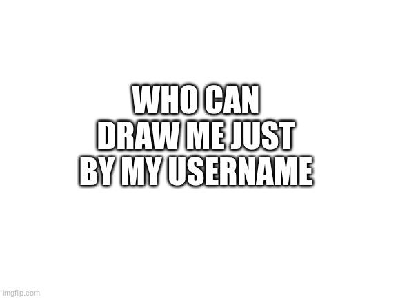 Who? | WHO CAN DRAW ME JUST BY MY USERNAME | image tagged in blank white template | made w/ Imgflip meme maker