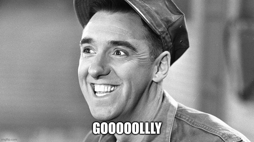 Gomer Pyle | GOOOOOLLLY | image tagged in gomer pyle | made w/ Imgflip meme maker