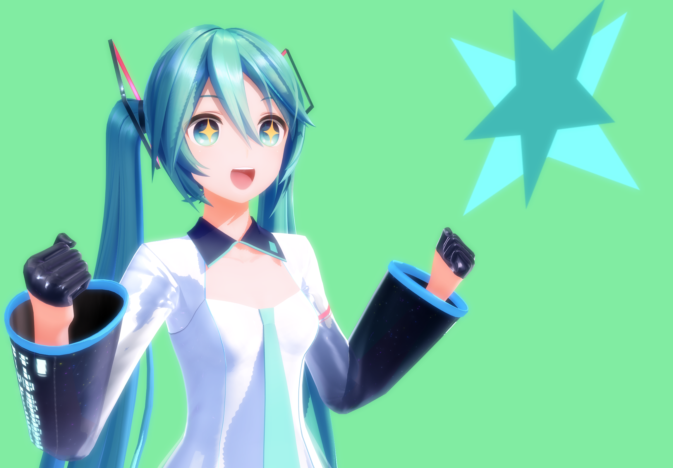 High Quality excited miku Blank Meme Template