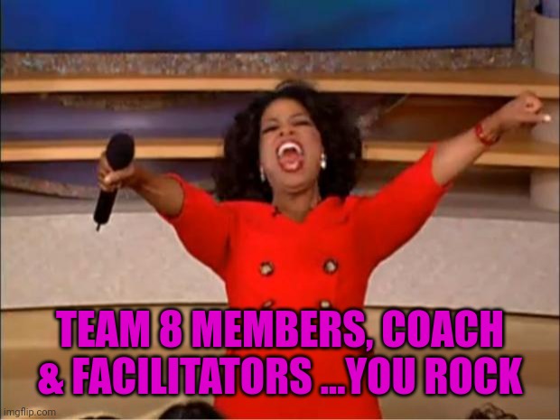 Oprah You Get A | TEAM 8 MEMBERS, COACH & FACILITATORS ...YOU ROCK | image tagged in memes,oprah you get a | made w/ Imgflip meme maker