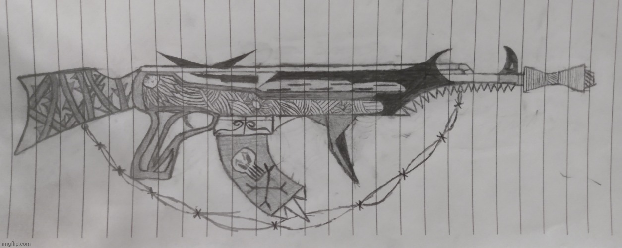 Ak 47 with some other bling on it | image tagged in guns,drawing | made w/ Imgflip meme maker