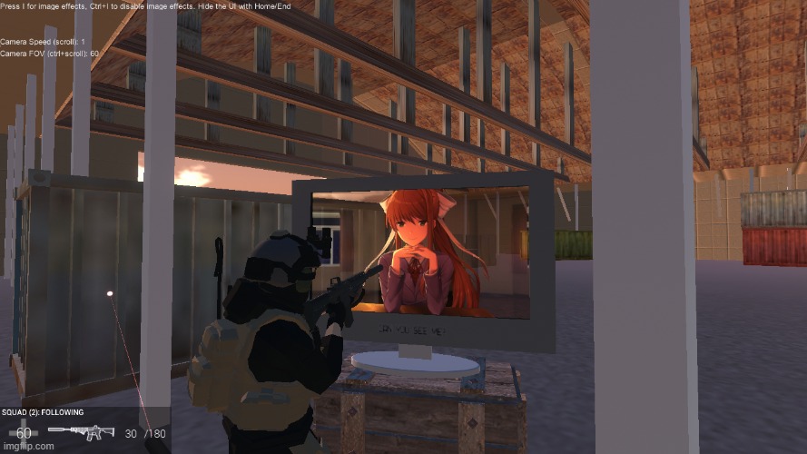 a soldier looking at anime intently (the map i was playing on had some easter eggs) | made w/ Imgflip meme maker