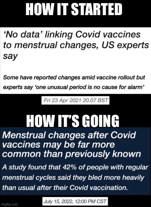 100% Safe and Effective | HOW IT STARTED; HOW IT’S GOING | image tagged in covid-19,covid vaccine,blood clots,liars | made w/ Imgflip meme maker