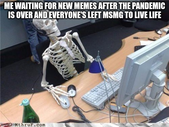 shartle | ME WAITING FOR NEW MEMES AFTER THE PANDEMIC IS OVER AND EVERYONE'S LEFT MSMG TO LIVE LIFE | made w/ Imgflip meme maker