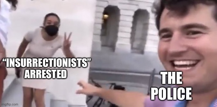 Alex Stein AOC | THE POLICE; “INSURRECTIONISTS” ARRESTED | image tagged in alex stein aoc | made w/ Imgflip meme maker