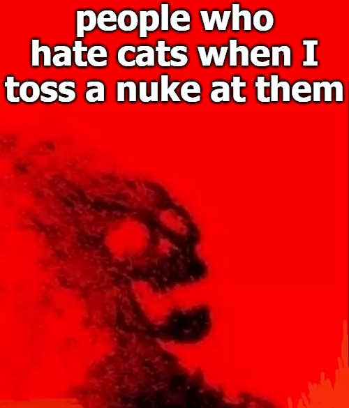 people who hate cats when I toss a nuke at them | image tagged in image tag | made w/ Imgflip meme maker