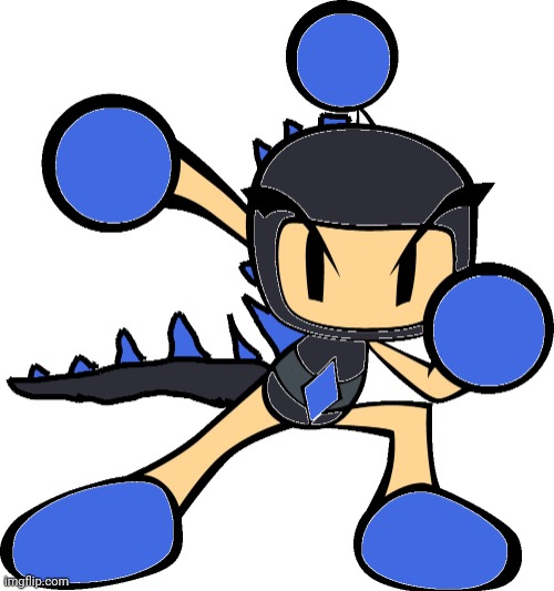 Here's this Bomberman OC | image tagged in godzilla bomber adult,bomberman,godzilla | made w/ Imgflip meme maker