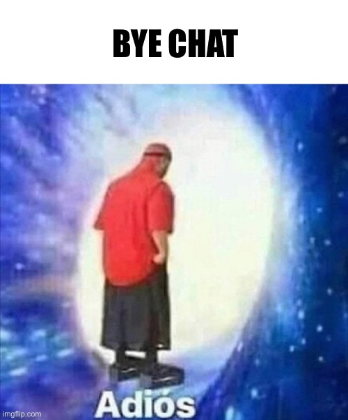 Bye chat | BYE CHAT | image tagged in adios | made w/ Imgflip meme maker