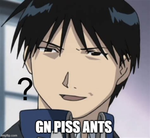 Roy mustang ? | GN PISS ANTS | image tagged in roy mustang | made w/ Imgflip meme maker