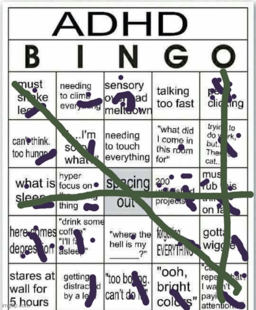 Got inspired from the last creation | image tagged in adhd bingo | made w/ Imgflip meme maker