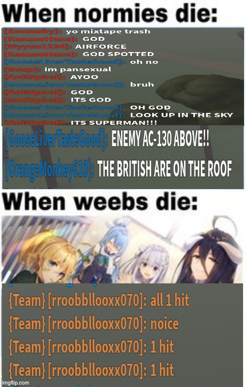 ramw b&i #7 man im dead | image tagged in memes,roblox,roblox meme,anime,anime meme | made w/ Imgflip meme maker