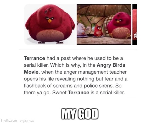 Terrence | image tagged in angry birds,serial killer | made w/ Imgflip meme maker