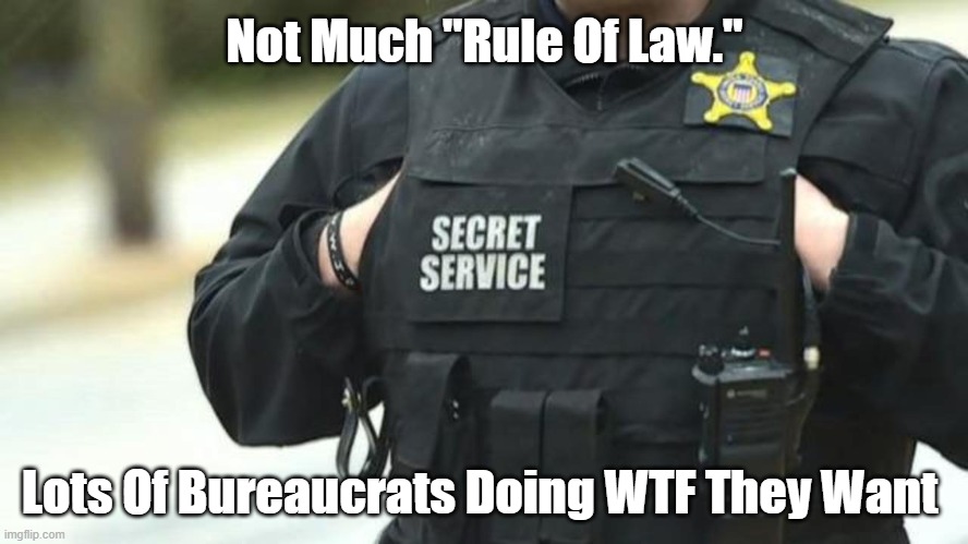 "Not Much Rule Of Law" - Lots Of Bureaucrats Doing WTF They Like | Not Much "Rule Of Law."; Lots Of Bureaucrats Doing WTF They Want | image tagged in the rule of law,trump,secret service,deleted tweets | made w/ Imgflip meme maker